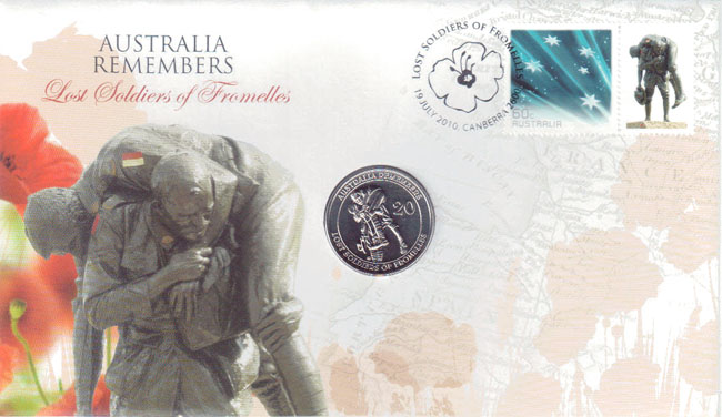2010 Australia 20 Cents PNC (Lost Soldiers of Fromelles) - Click Image to Close